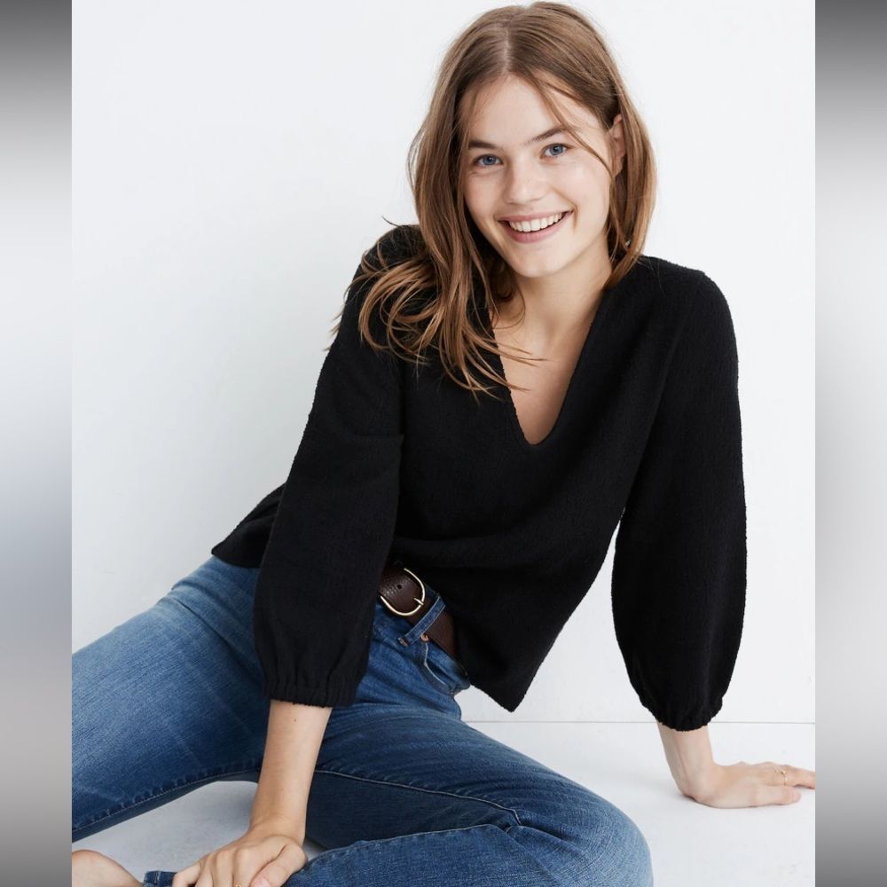 Madewell 100% Cotton V Neck 3/4 Longsleeve - Picture 3 of 7